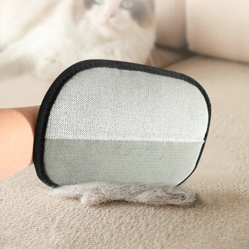 Pet hair removal glove for fabric car interiors