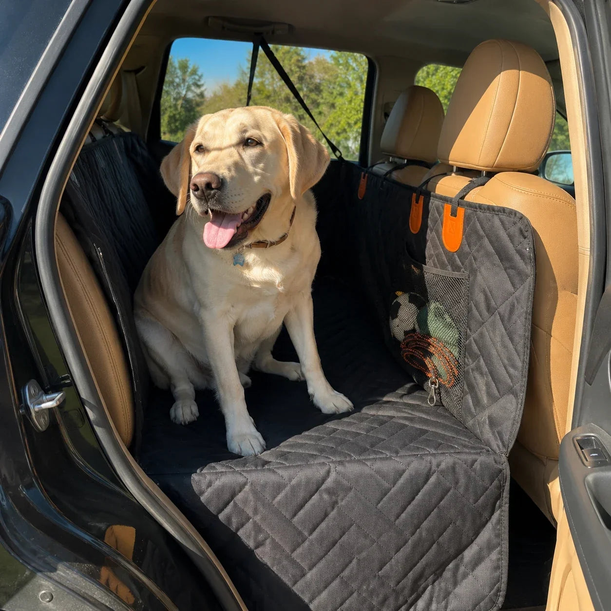 Ironbark RoadDeck hard-bottom dog hammock for car travel