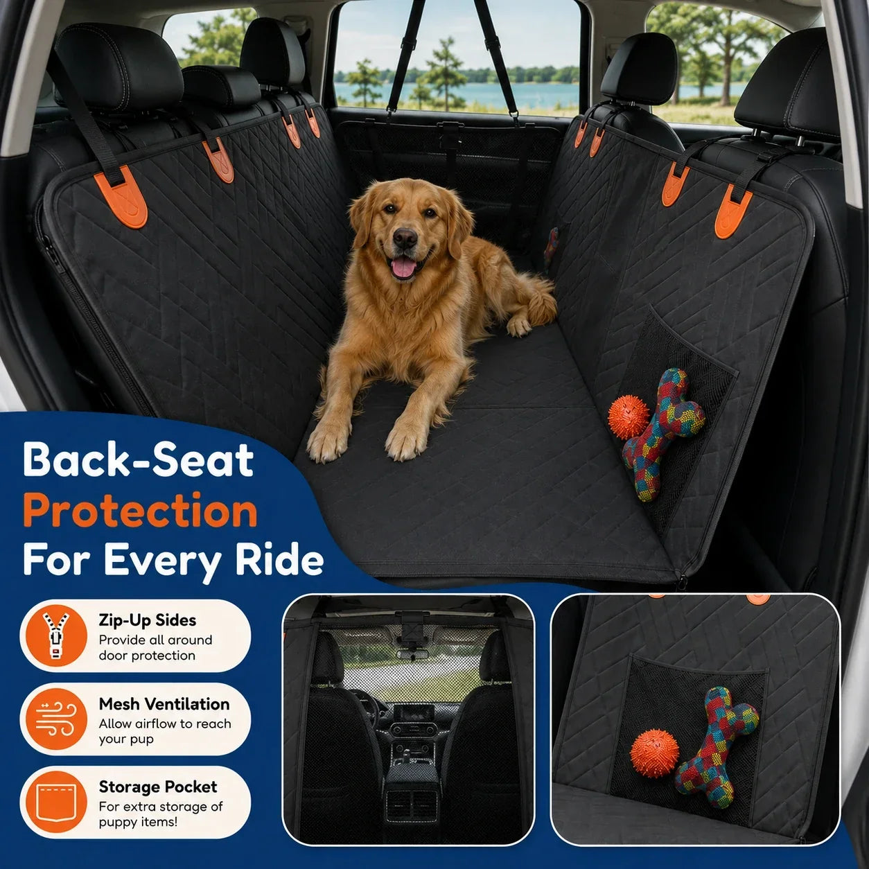 Ironbark RoadDeck hard-bottom rear-seat extender for dogs